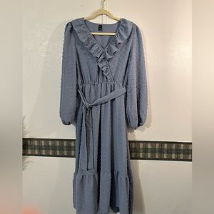 Elegant Blue Ruffle Dress